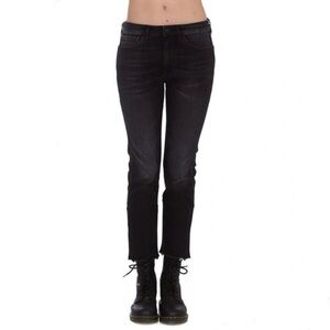 3x1 Straight Authentic‎ Crop Jeans Distressed Fringe Hem Mid Stretch Denim Shake